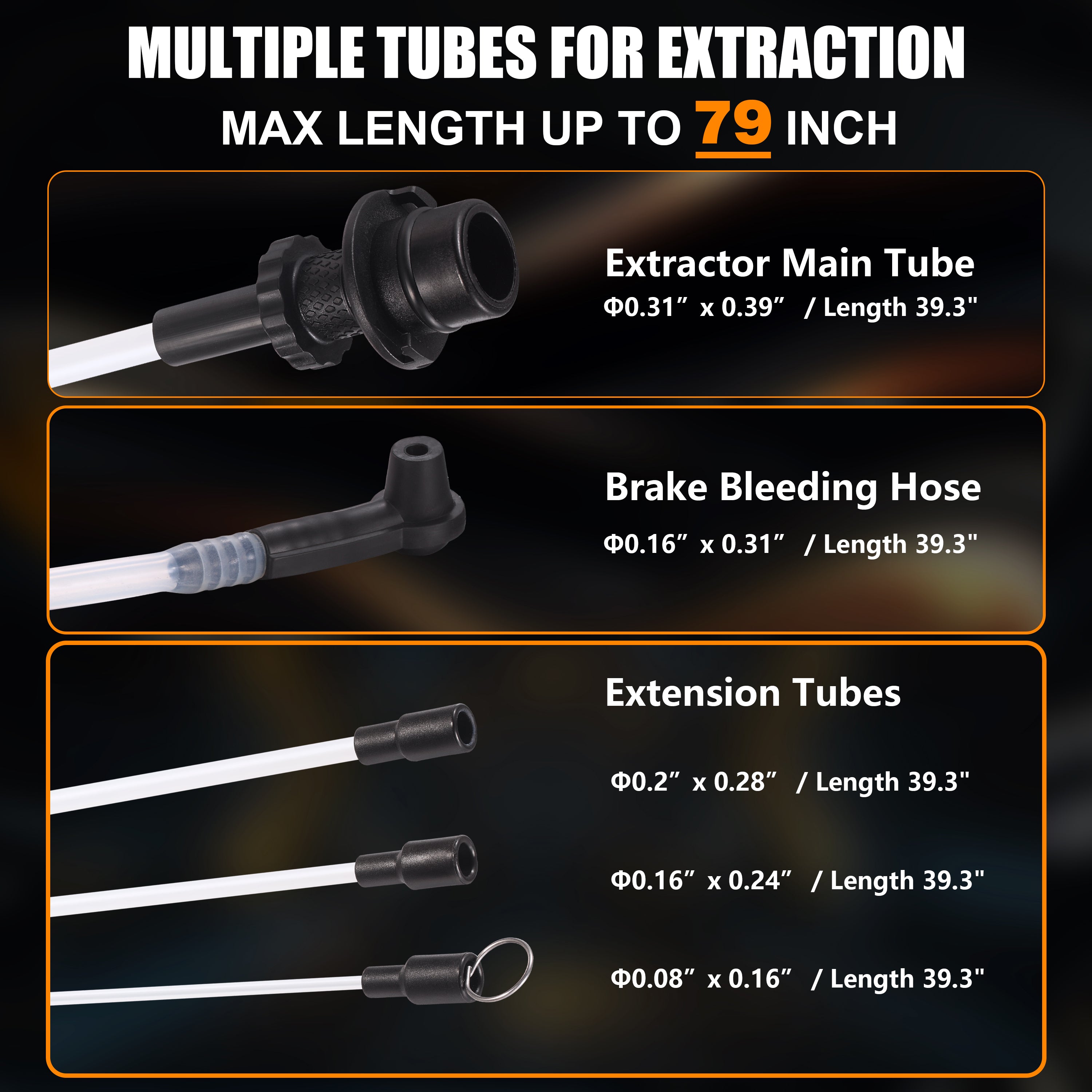 FOUR UNCLES 6.5L Fluid Extractor - Manual Vacumm Oil Extractor with Pump Tank Remover & 4 Tubes for Engine Oil Change and a a Bleeding Hose with Universal Adpater for Brake Bleeding