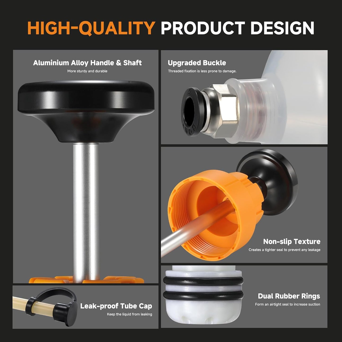 FOUR UNCLES 500CC Fluid Extractor & Filling Pump – 70cm Hose, 51'' Reach & Double-Sealed Design