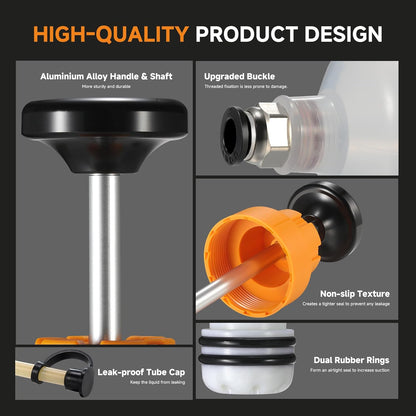 FOUR UNCLES 500CC Fluid Extractor & Filling Pump – 70cm Hose, 51'' Reach & Double-Sealed Design