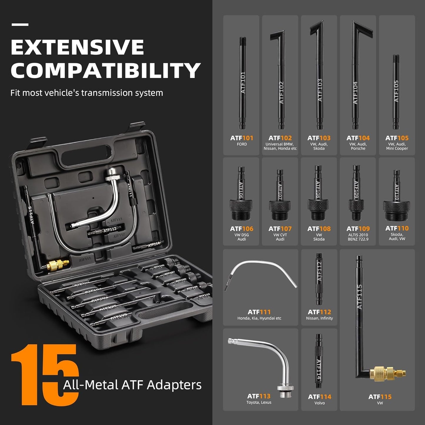 FOUR UNCLES 6L Pneumatic Transmission Fluid Pump Kit – Metal ATF Adapters & European Connector