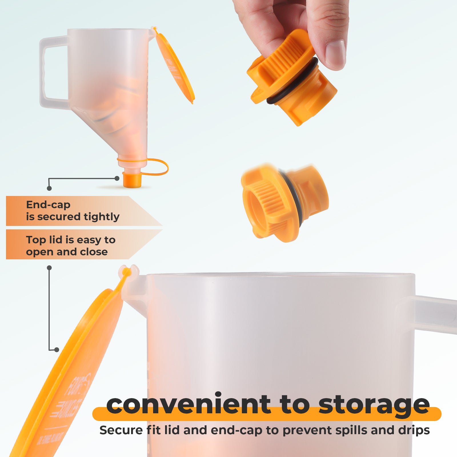 FOUR UNCLES 15-Piece No-Spill Engine Oil Funnel Kit for Automotive Use - 1.5 Qt Funnel with 14 Adapters for Easy Filling, One-Hand Operation