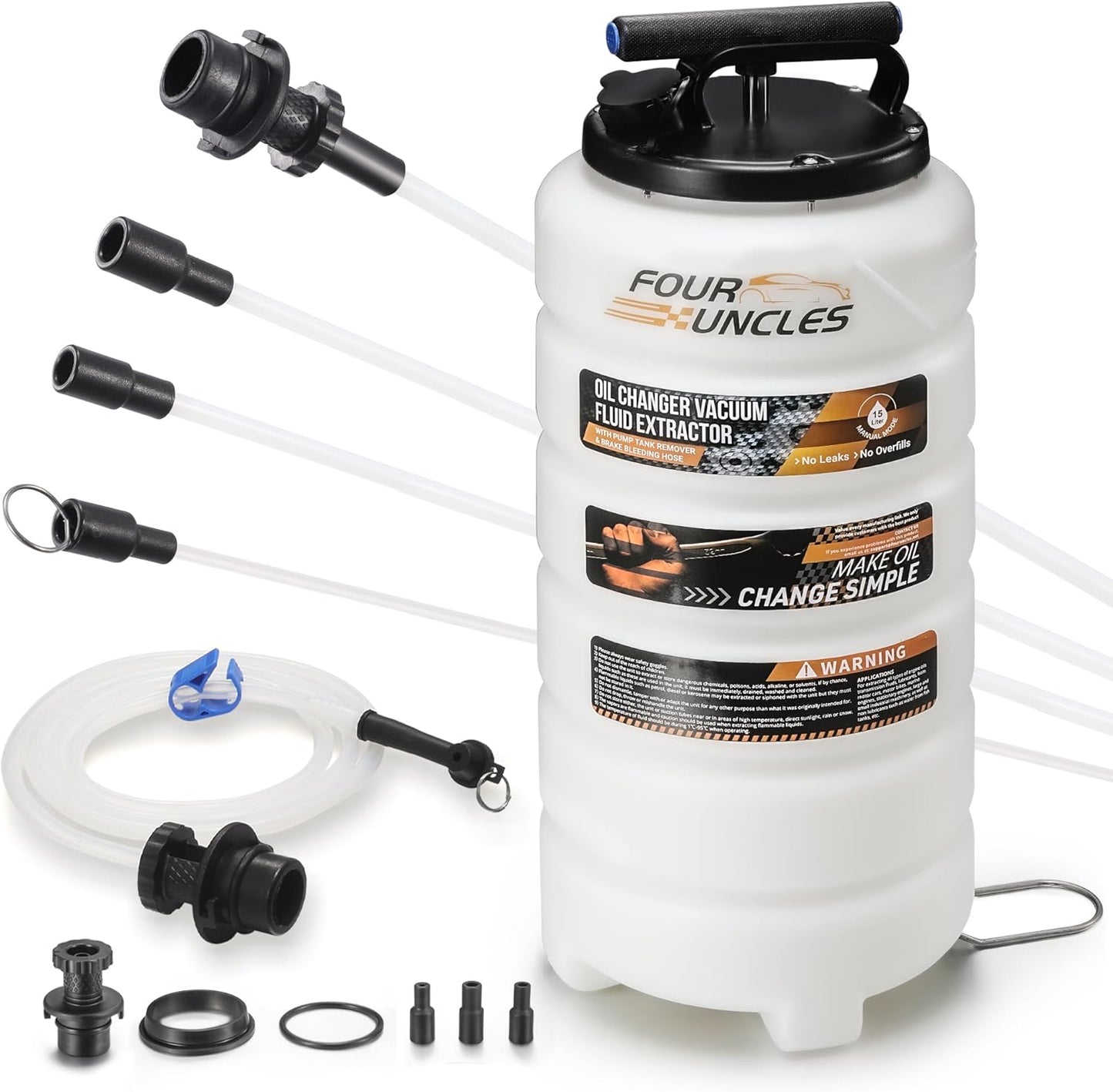 FOUR UNCLES 15L Manual Fluid Extractor – 4-Tube System & Universal Brake Adapter