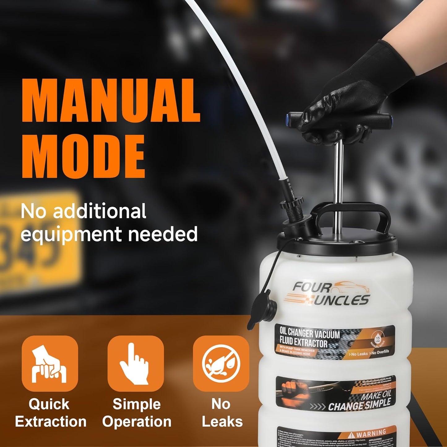 FOUR UNCLES 15L Manual Fluid Extractor – 4-Tube System & Universal Brake Adapter