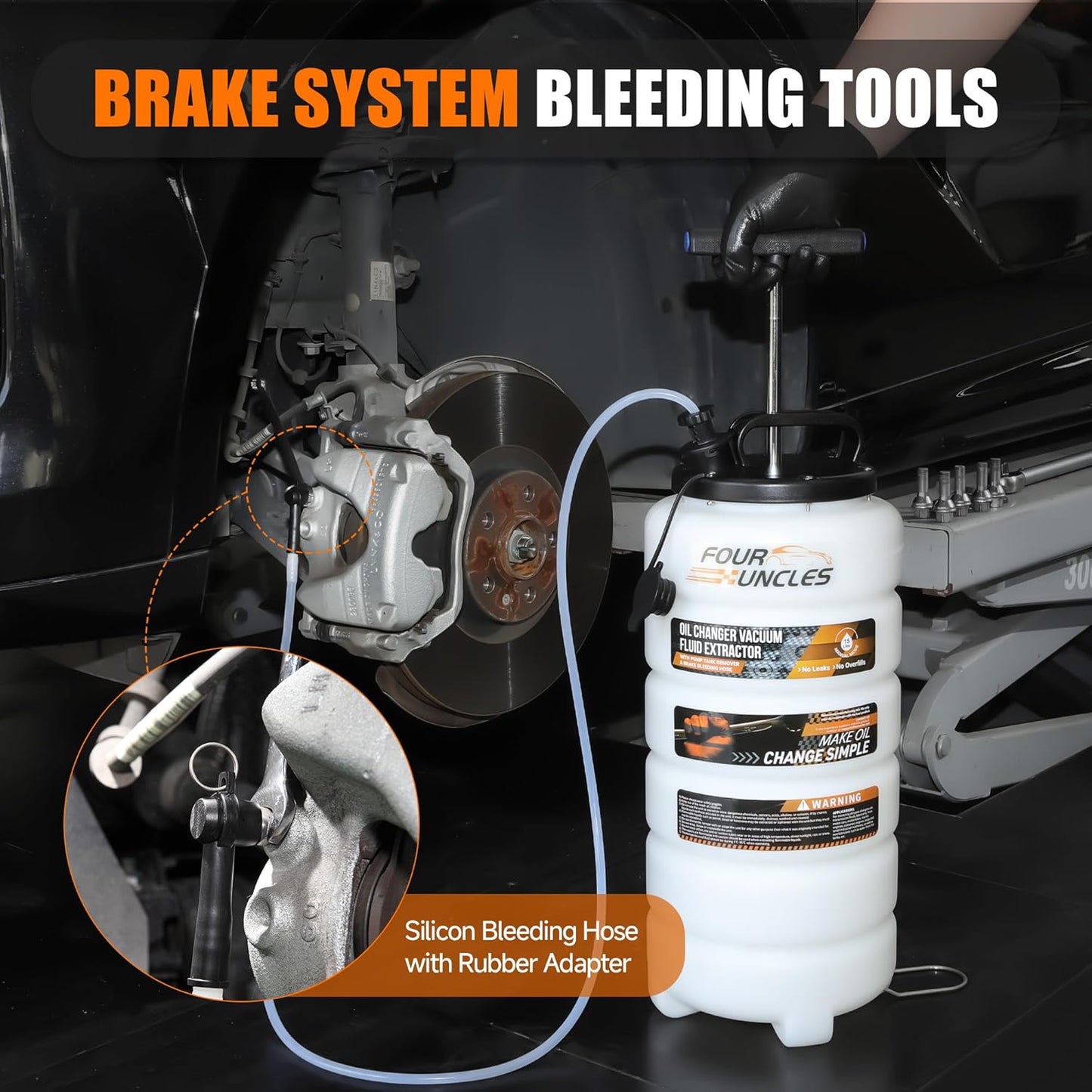 FOUR UNCLES 15L Manual Fluid Extractor – 4-Tube System & Universal Brake Adapter