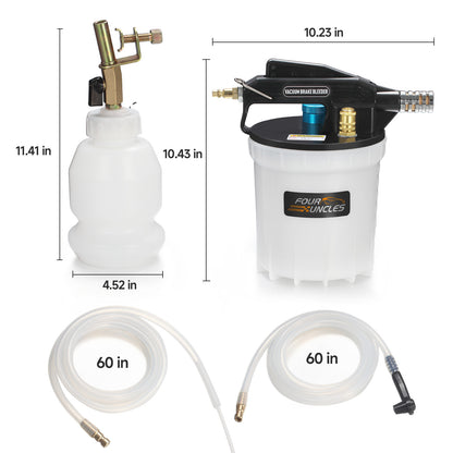 FOUR UNCLES 2L Pneumatic Brake Bleeder Vacuum Pump Kit – 1L Refill Bottle & One-Person Operation