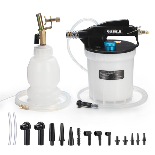 FOUR UNCLES 2L Pneumatic Brake Bleeder Kit – One-Person Operation & 16 Adapters