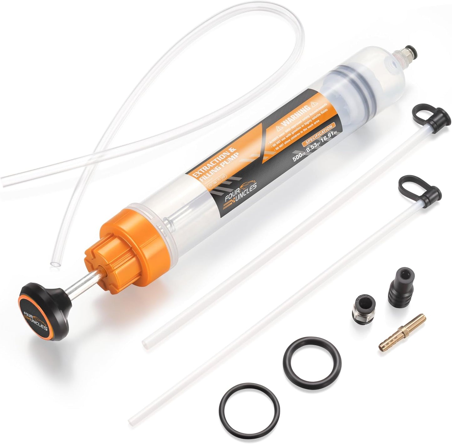 FOUR UNCLES 500CC Fluid Extractor & Filling Pump – 46'' Reach & Double-Sealed Design