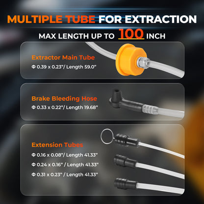 FOUR UNCLES 6L Manual & Pneumatic Oil Extractor – 182'' Reach, US/EU Adapters & Brake Hose