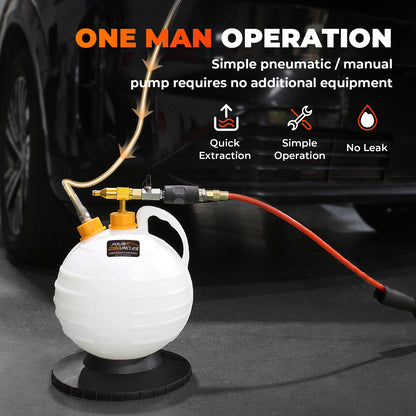 FOUR UNCLES 6L Manual & Pneumatic Oil Extractor – 182'' Reach, US/EU Adapters & Brake Hose