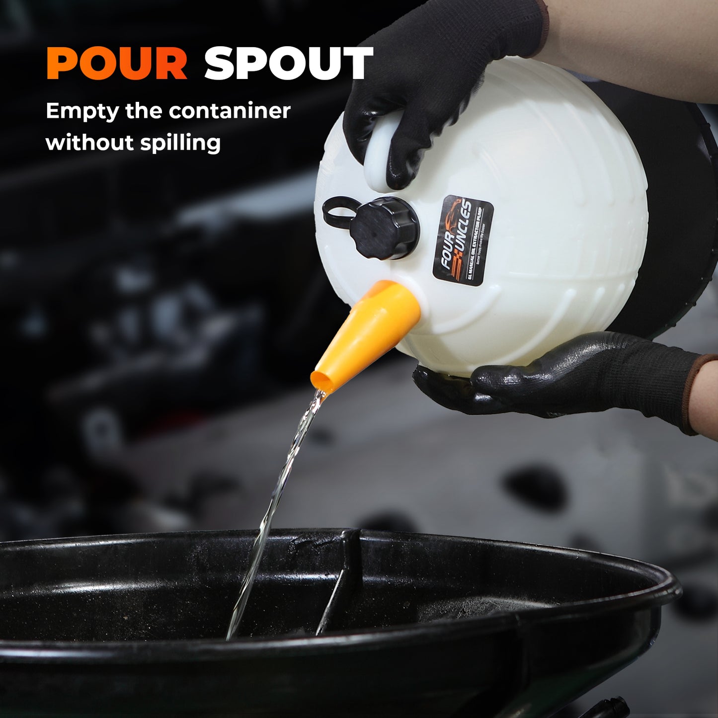 FOUR UNCLES 6L Manual & Pneumatic Oil Extractor – 182'' Reach, US/EU Adapters & Brake Hose