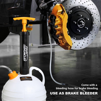 FOUR UNCLES 6L Manual Oil Extractor Pump – 182'' Reach & Brake Bleeding Hose