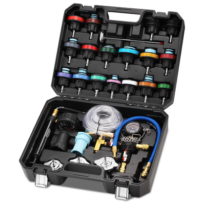 FOUR UNCLES Radiator & Coolant Pressure Tester Kit – 28PCS Leak Detector with EU & US Adapters