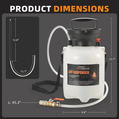 FOUR UNCLES 3L Transmission Fluid Transfer Pump Kit – Manual Pump with ATF Adapters & Quick Connect