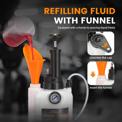 FOUR UNCLES 3L Transmission Fluid Transfer Pump Kit – Manual Pump with Pressure Gauge & Metal ATF Adapters