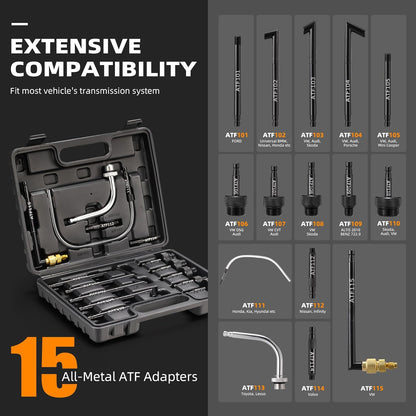 FOUR UNCLES 10L Pneumatic Transmission Pump – Metal ATF Adapters, 2-Way Mode & European Connector